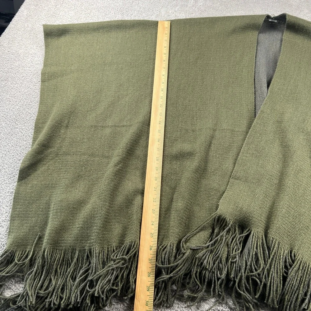 Castlecore Preppy Knit Poncho Wrap Women Olive‎ Green Fringe Boho Earthy Cozy